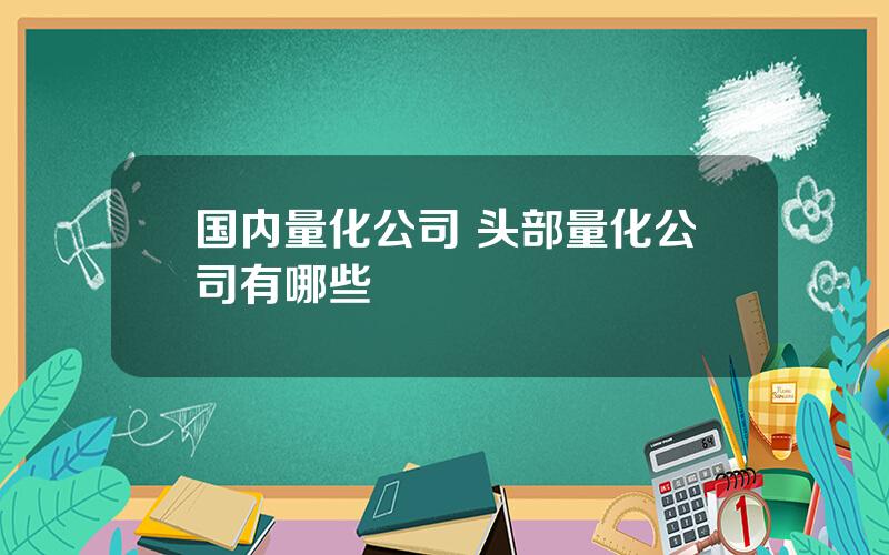 国内量化公司 头部量化公司有哪些